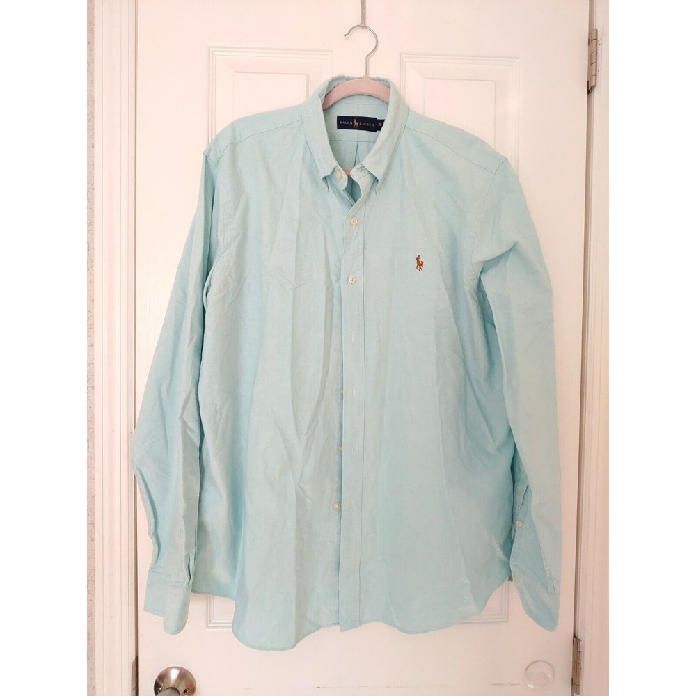 Lauren Raplh Lauren Mens shirt button up  Light Blue XL Long Sleeves Cotton